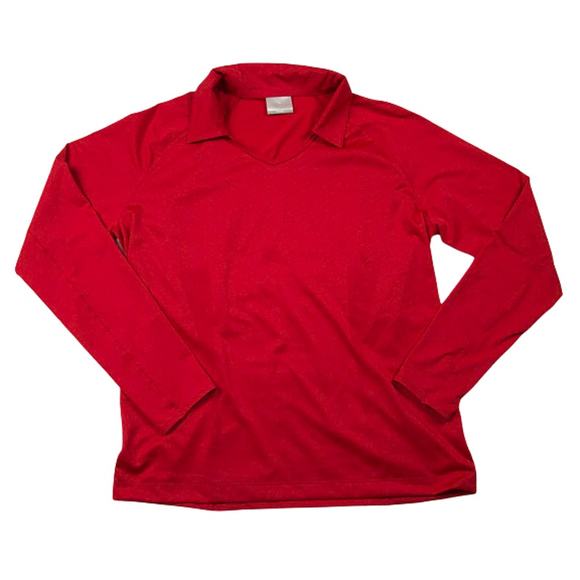 Nike Dri-Fit Golf Tour PGA Activewear Bright Red Flap Collar V-Neck Pullover L - Picture 1 of 12